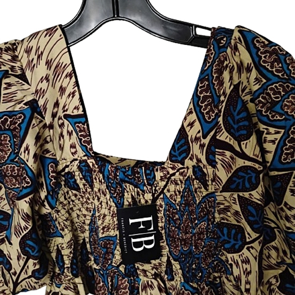 NWT! F&B African Smocked Sundress Puff Sleeves Pockets Maxi Small Resort - Picture 6 of 16